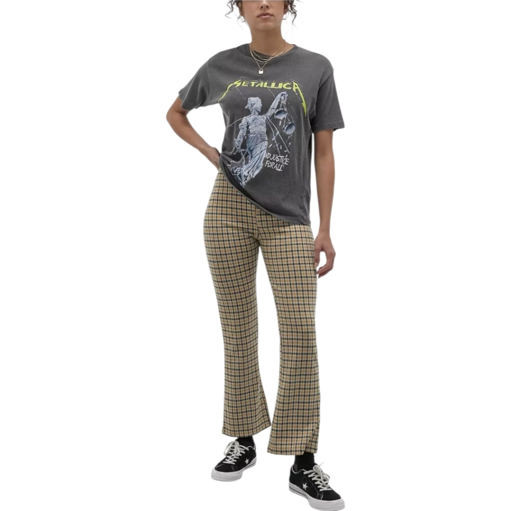 Urban Outfitters Plaid Boot Cut Pants - Tan and Black